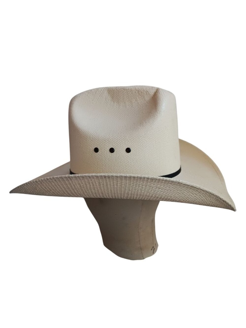 Cowboy Hat Size 6 7/8 White Straw W/ Black Band Western Resistol Rancher